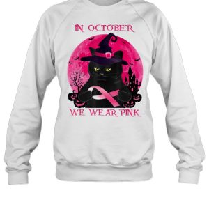 Black Cat In October We Wear Pink Halloween Breast Cancer Awareness shirt 3 Black Cat In October We Wear Pink Halloween Breast Cancer Awareness shirt 4