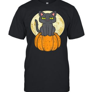 Black Cat On Pumpkin Full Moon Halloween Pet Shirt Black Cat On Pumpkin Full Moon Halloween Pet Shirt