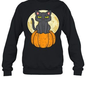 Black Cat On Pumpkin Full Moon Halloween Pet Shirt 4