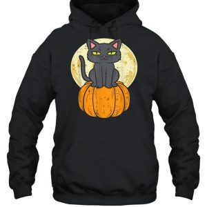 Black Cat On Pumpkin Full Moon Halloween Pet Shirt 5