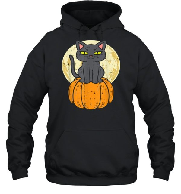 Black Cat On Pumpkin Full Moon Halloween Pet  Shirt