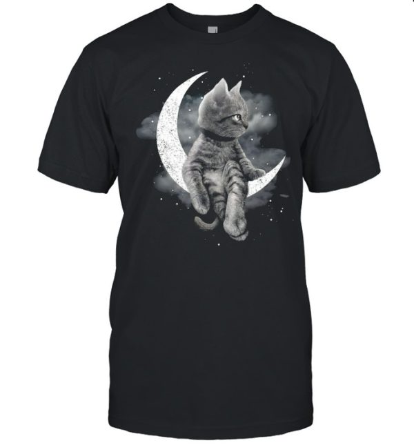 Black Cat Sit On The Moon Halloween Shirt