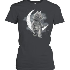 Black Cat Sit On The Moon Halloween Shirt
