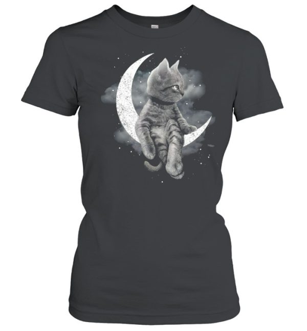 Black Cat Sit On The Moon Halloween Shirt