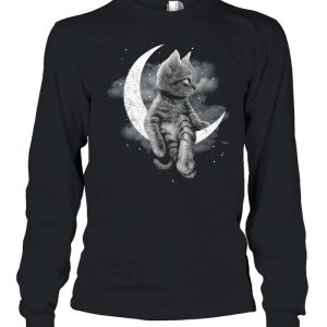 Black Cat Sit On The Moon Halloween Shirt 3