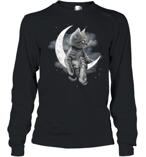 Black Cat Sit On The Moon Halloween Shirt