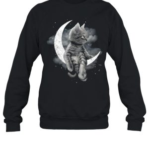 Black Cat Sit On The Moon Halloween Shirt 4