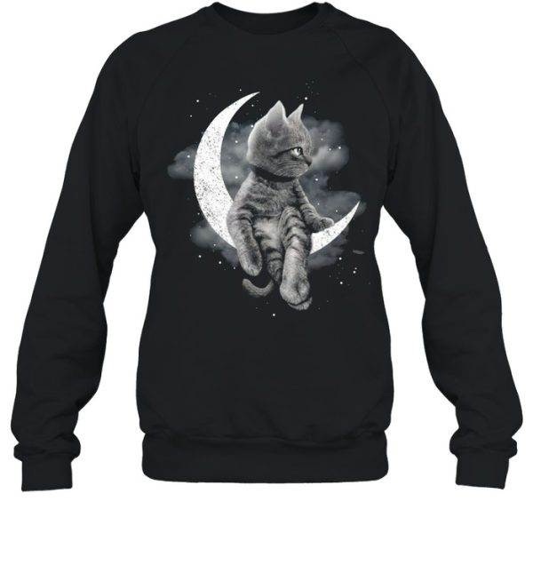 Black Cat Sit On The Moon Halloween Shirt