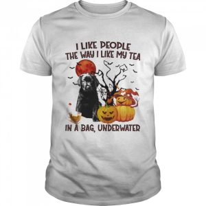 Black Labrador Pup I like people the way I like my Tea in a bag underwater Halloween shirt 1