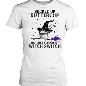 Buckle Up Buttercup Baseball Witch ball Halloween Shirt