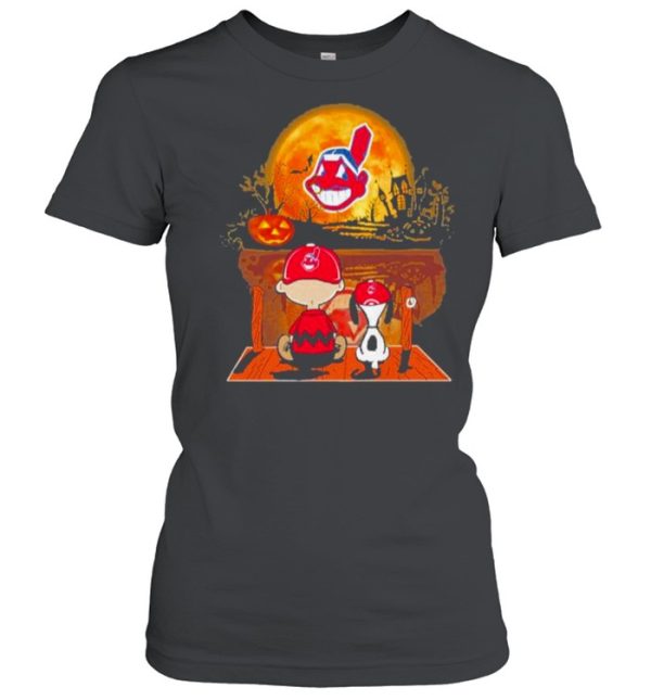 Charlie Brown and Snoopy Cleveland Indians Halloween Moon shirt