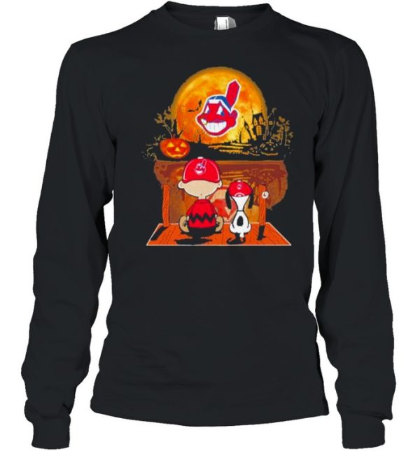 Charlie Brown and Snoopy Cleveland Indians Halloween Moon shirt