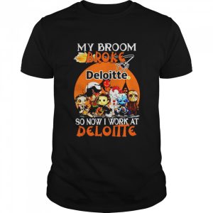 Chibi Horror characters my broom broke so now I work at Deloitte Halloween shirt 1