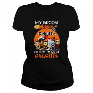 Chibi Horror characters my broom broke so now I work at Deloitte Halloween shirt 2