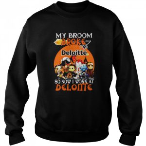 Chibi Horror characters my broom broke so now I work at Deloitte Halloween shirt 4