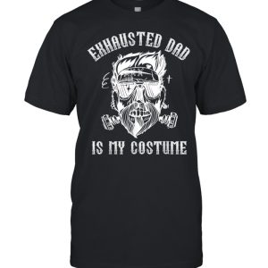 Dad Halloween Costume Exhausted Dad Skull Beard shirt