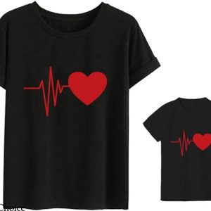 Dad Son Matching T-Shirt Heartbeat Love Tee Gift For Dad