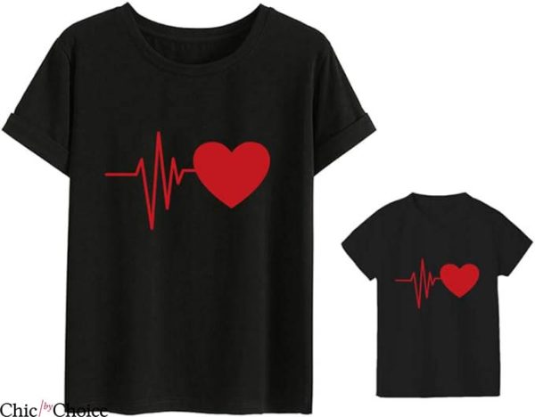 Dad Son Matching T-Shirt Heartbeat Love Tee Gift For Dad