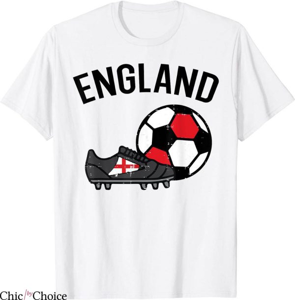 England Football T-Shirt Flag Soccer Ball Shoes Fan