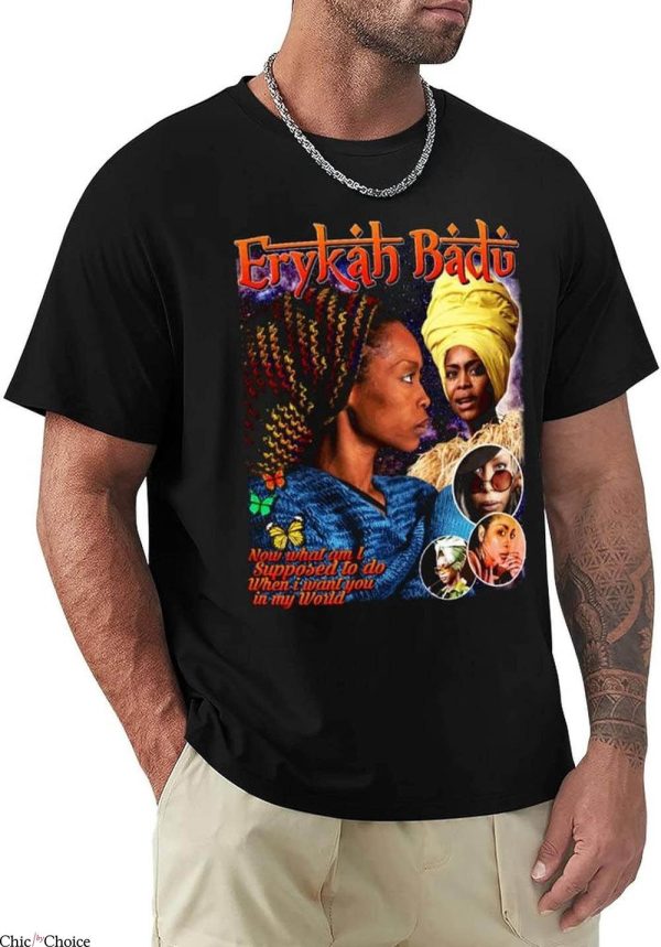 Erykah Badu T-Shirt Hip Hop Vintage Loose T-Shirt Music