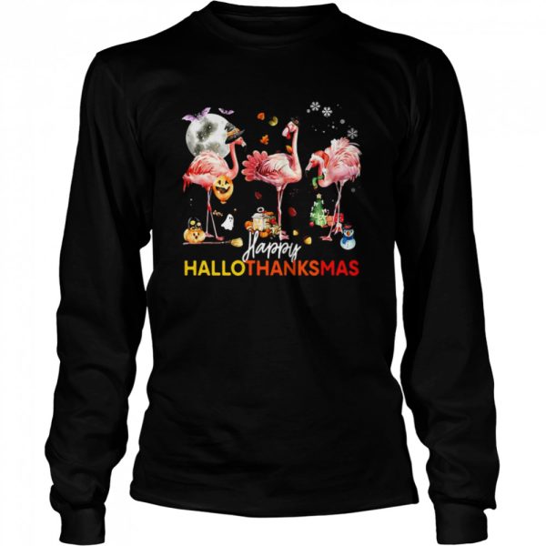 Flamingo Happy Halloween Thanksgiving Christmas T-shirt