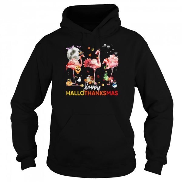 Flamingo Happy Halloween Thanksgiving Christmas T-shirt