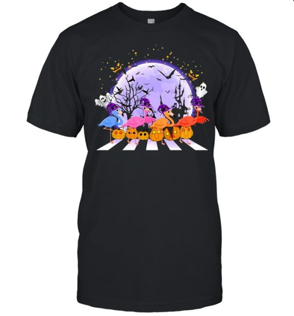 Flamingo Witch Abbey Road Happy Halloween 2021 Shirt