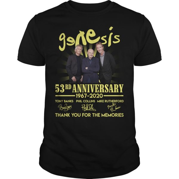 Genesis 53rd anniversary 1967-2020 thank you for the memories shirt