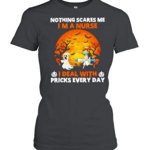 Ghost nothing scared me I’m a Nurse I deal with pricks everyday Halloween Moon shirt