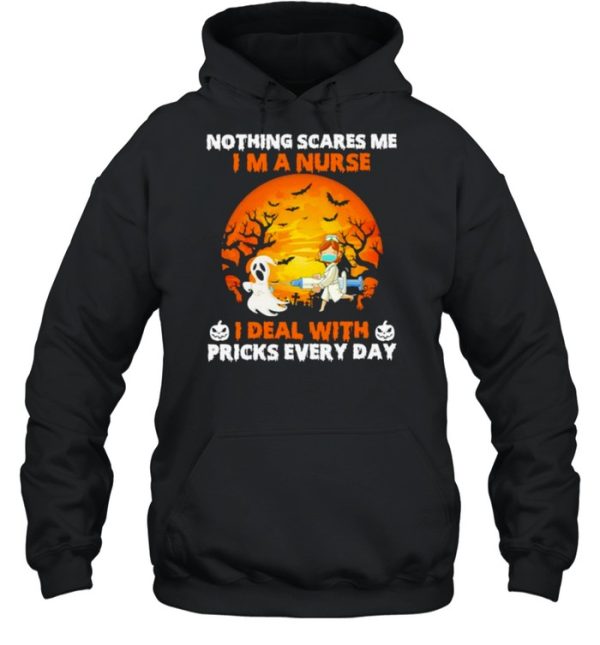 Ghost nothing scared me I’m a Nurse I deal with pricks everyday Halloween Moon shirt