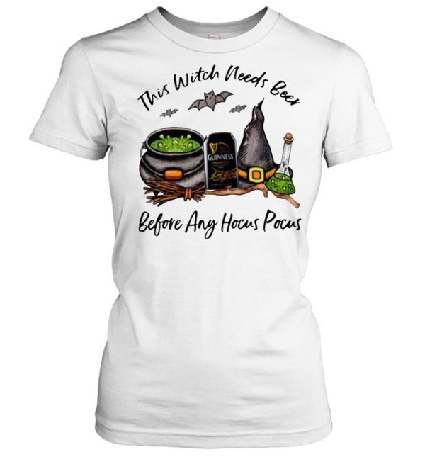 Guinness Can This Witch Needs Beer Before Any Hocus Pocus Halloween Shirt