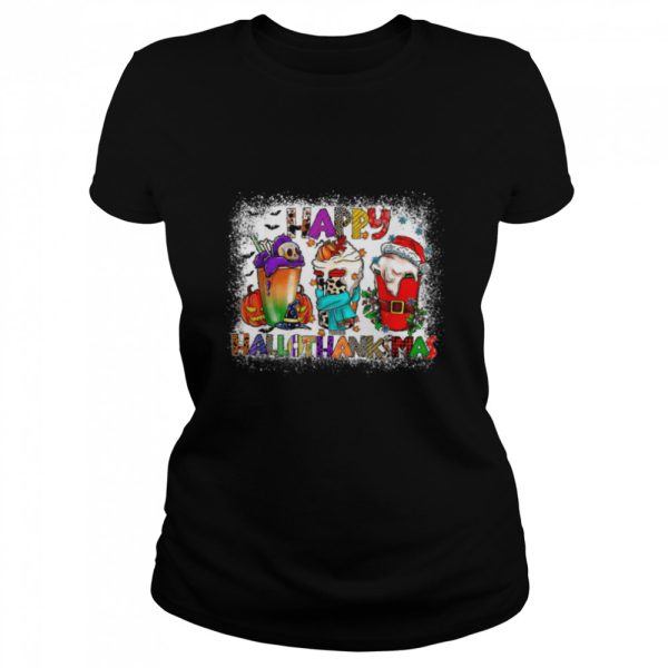 Halloween Thanksgiving Christmas Happy Hallothanksmas Coffee T-Shirt B0BKK8BWYZ