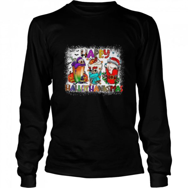 Halloween Thanksgiving Christmas Happy Hallothanksmas Coffee T-Shirt B0BKK8BWYZ