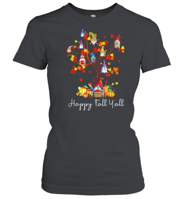 Happy Fall Y’all Gnomes Pumpkin Autumn Tree Thanksgiving shirt