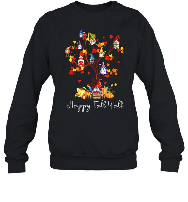 Happy Fall Y’all Gnomes Pumpkin Autumn Tree Thanksgiving shirt