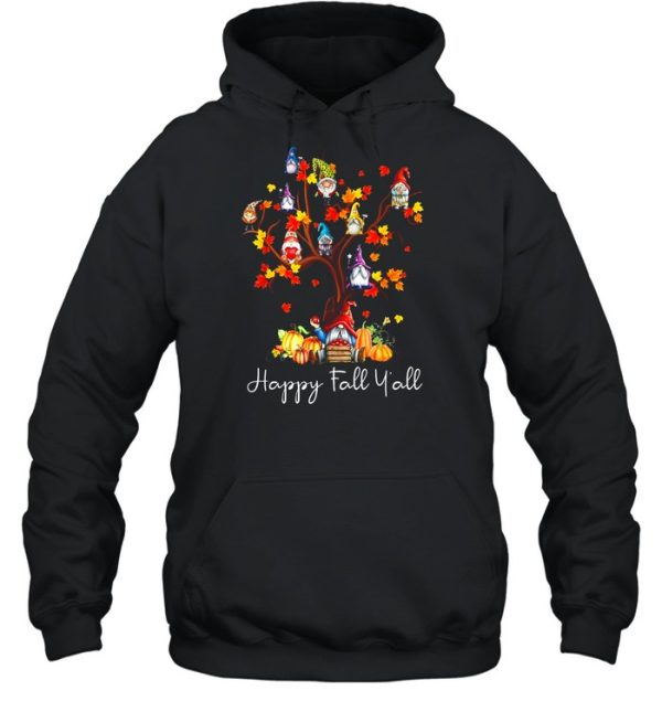 Happy Fall Y’all Gnomes Pumpkin Autumn Tree Thanksgiving shirt