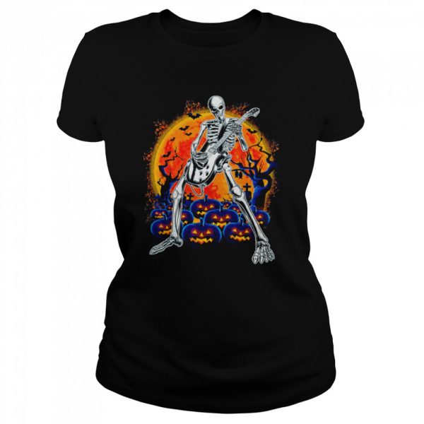 Happy Skeleton Guitar Spooky Halloween Rock Band Concert t-shirt