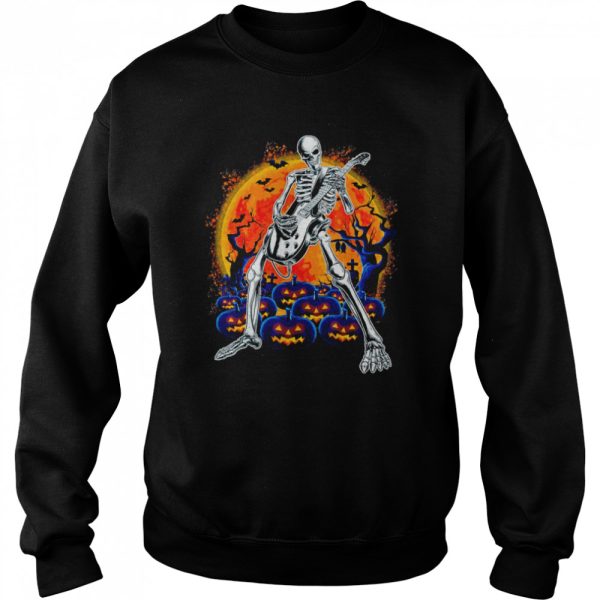 Happy Skeleton Guitar Spooky Halloween Rock Band Concert t-shirt