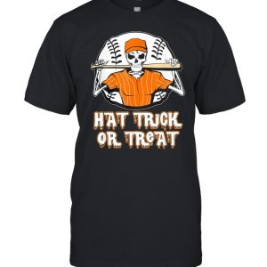 Hat Trick or Treat Skeleton Baseball Halloween Costume shirt