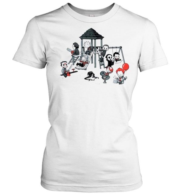 Horror Movie Chibi Friends Horror Park Playing Happy Halloween shirt