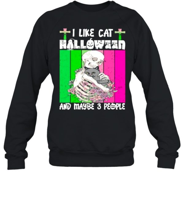 I Like Cat Halloween And Maybe 3 People Vintage Shirt