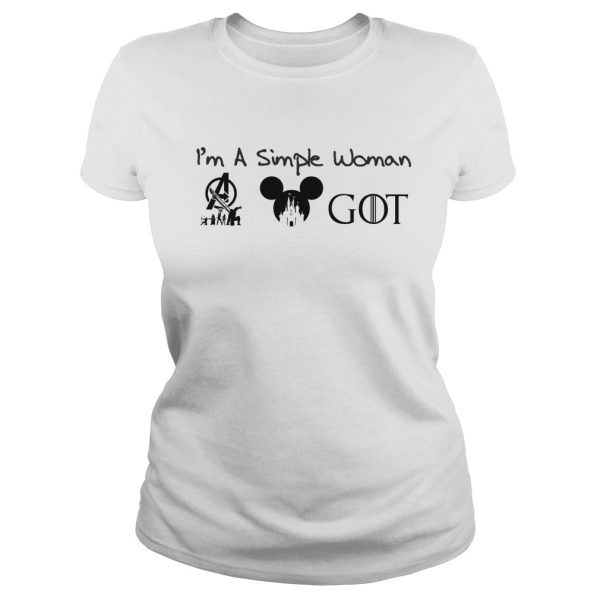 I’m a simple woman Avengers Mickey and Got shirt, hoodie