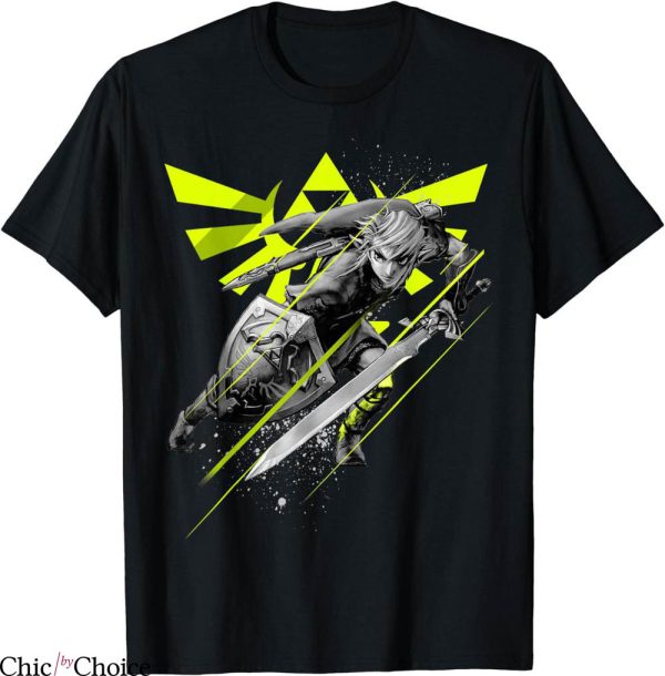 Legend Of Zelda T-Shirt Link Neon Green Crest Cartoon