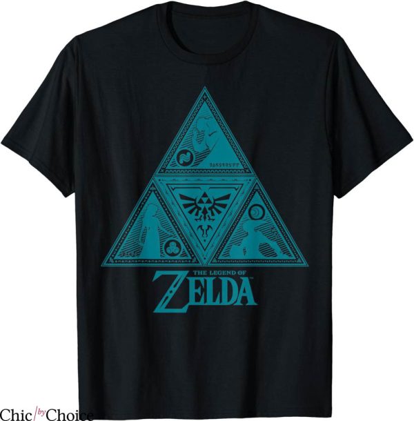 Legend Of Zelda T-Shirt Teal Triforce Symbolism Cartoon