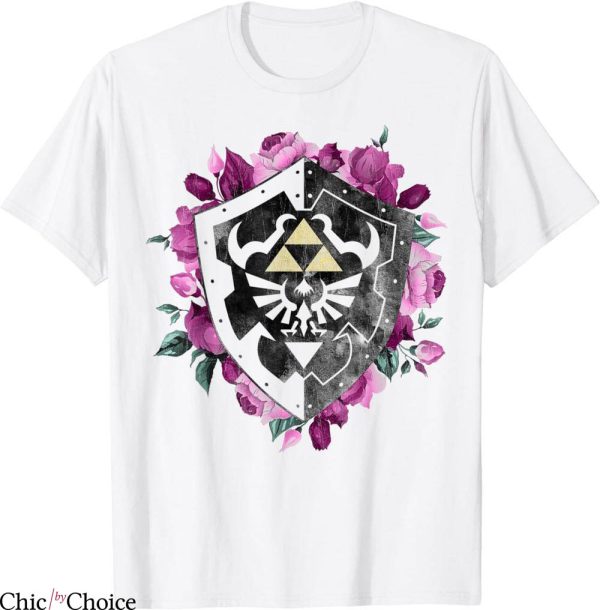 Legend Of Zelda T-Shirt Tri Force Floral Shield Cartoon