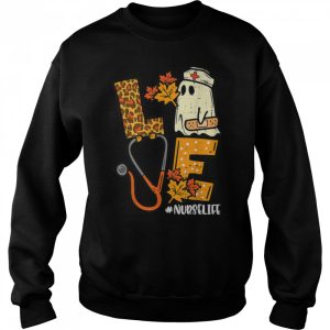 Leopard Ghost Nurse Halloween Costume Fall Scrub Top Women T Shirt B0BHJSVSTM 4