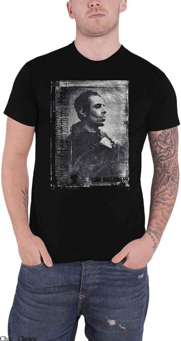 Liam Gallagher T-Shirt Monochrome Portrait Retro Shirt Music