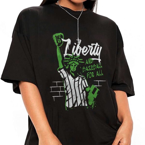 Liberty Statue Graffiti Baseball T-shirt