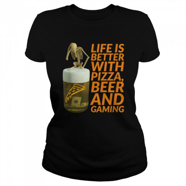 Life is Better with Pizza and Beer Skeleton Halloween T-Shirt B0BHJ1HY8K