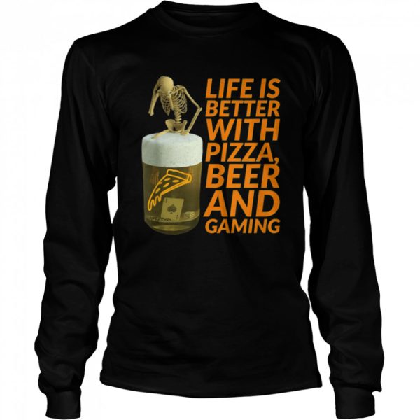 Life is Better with Pizza and Beer Skeleton Halloween T-Shirt B0BHJ1HY8K